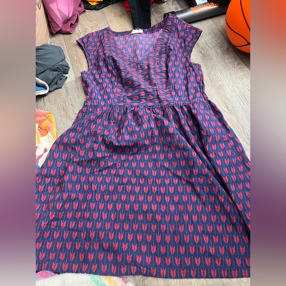 Mata Traders Women's Dark Navy & Burgundy Arrow print Sleeveless A-line Dress XL - Picture 6 of 11